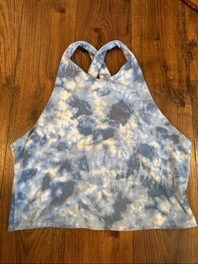 Abercrombie & Fitch Light Blue and White Tie-Dye Halter Top